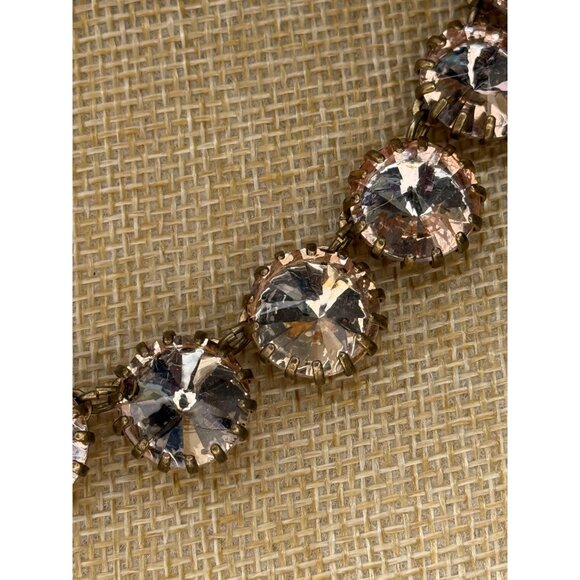 J Crew Brulee Peach/Pink Necklace Aurora Borealis Rhinestones Gold Tone Sparkly - Picture 10 of 10